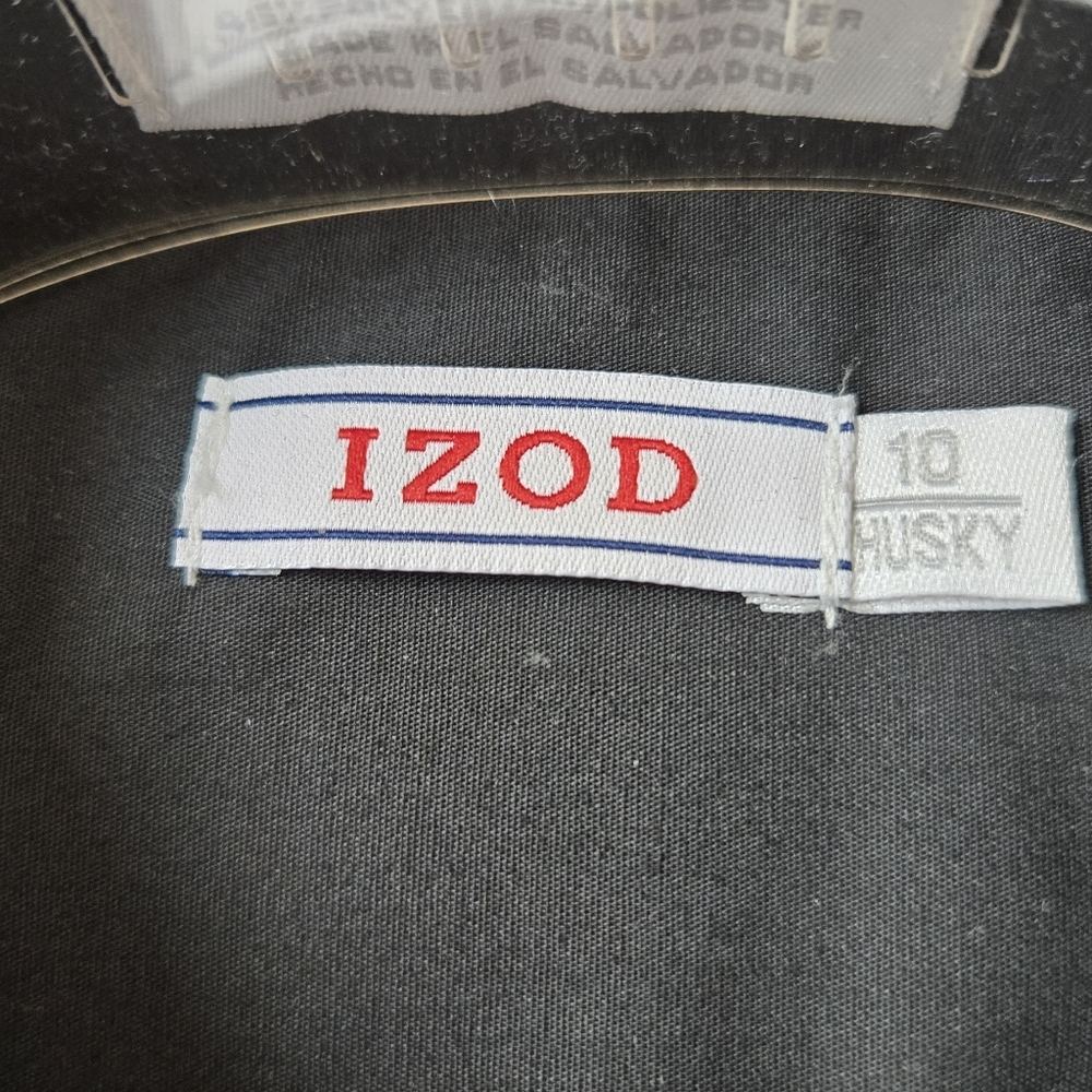 Izod Boy's Black Dress Shirt with Blue Striped Tie 10 Husky NWT - Picture 2 of 3
